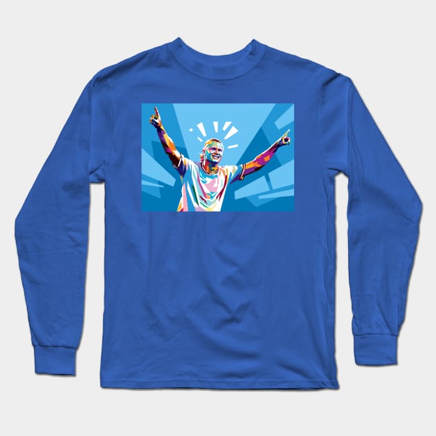 Illustration of Erling Haaland Long Sleeve T-Shirt by RJWLTG